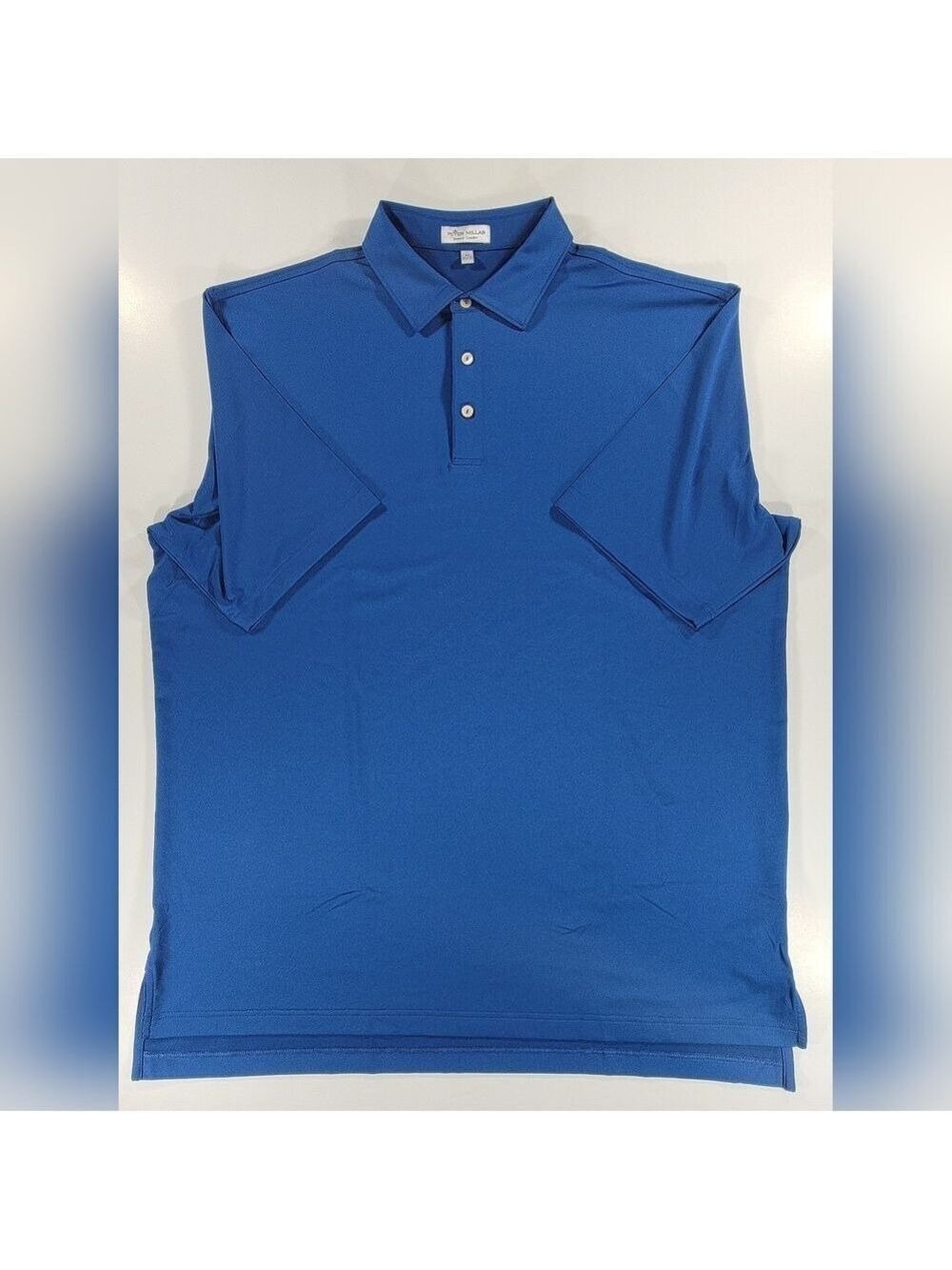 Peter Millar Polo Shirt Mens XL Solid Blue Summer Comfort Performance Stretch